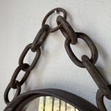 Brutalist mirror with metal chain from the 50s