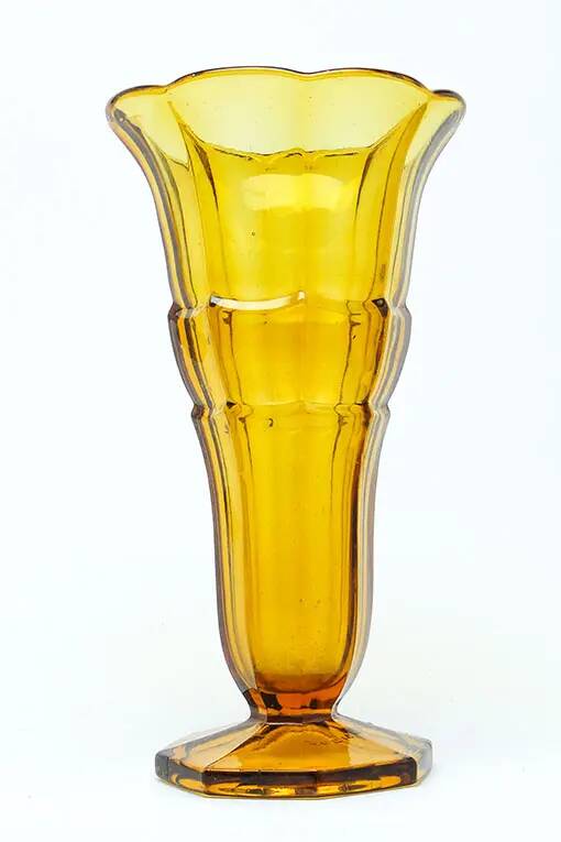 Art Deco vase, honey glass, Val Saint Lambert, Belgium, 1960s