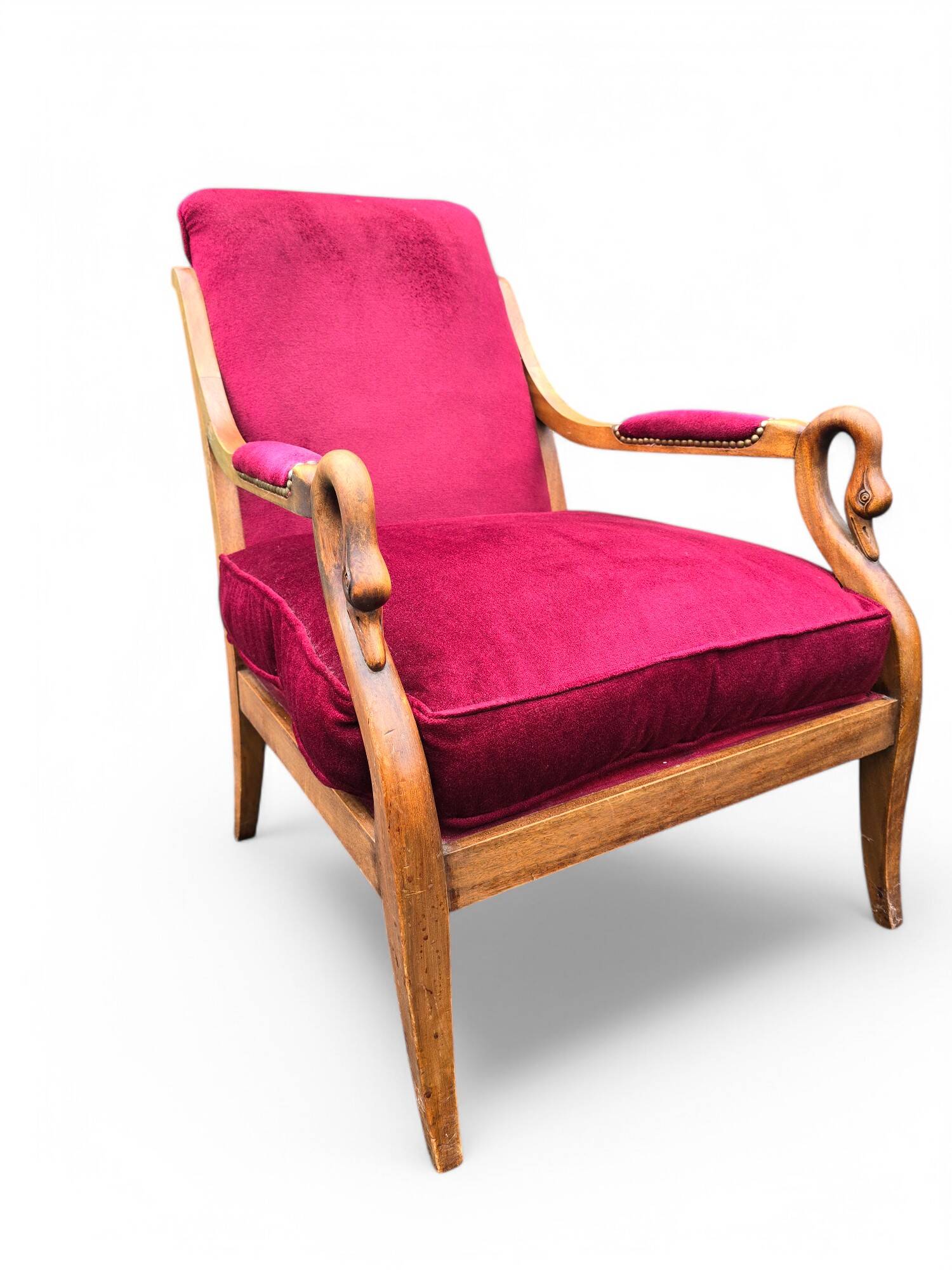 Paire de fauteuils anciens accoudoirs têtes de cygnes