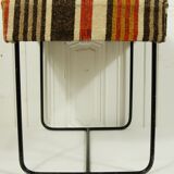 Ottoman stool in metal & vintage upholstery fabric
