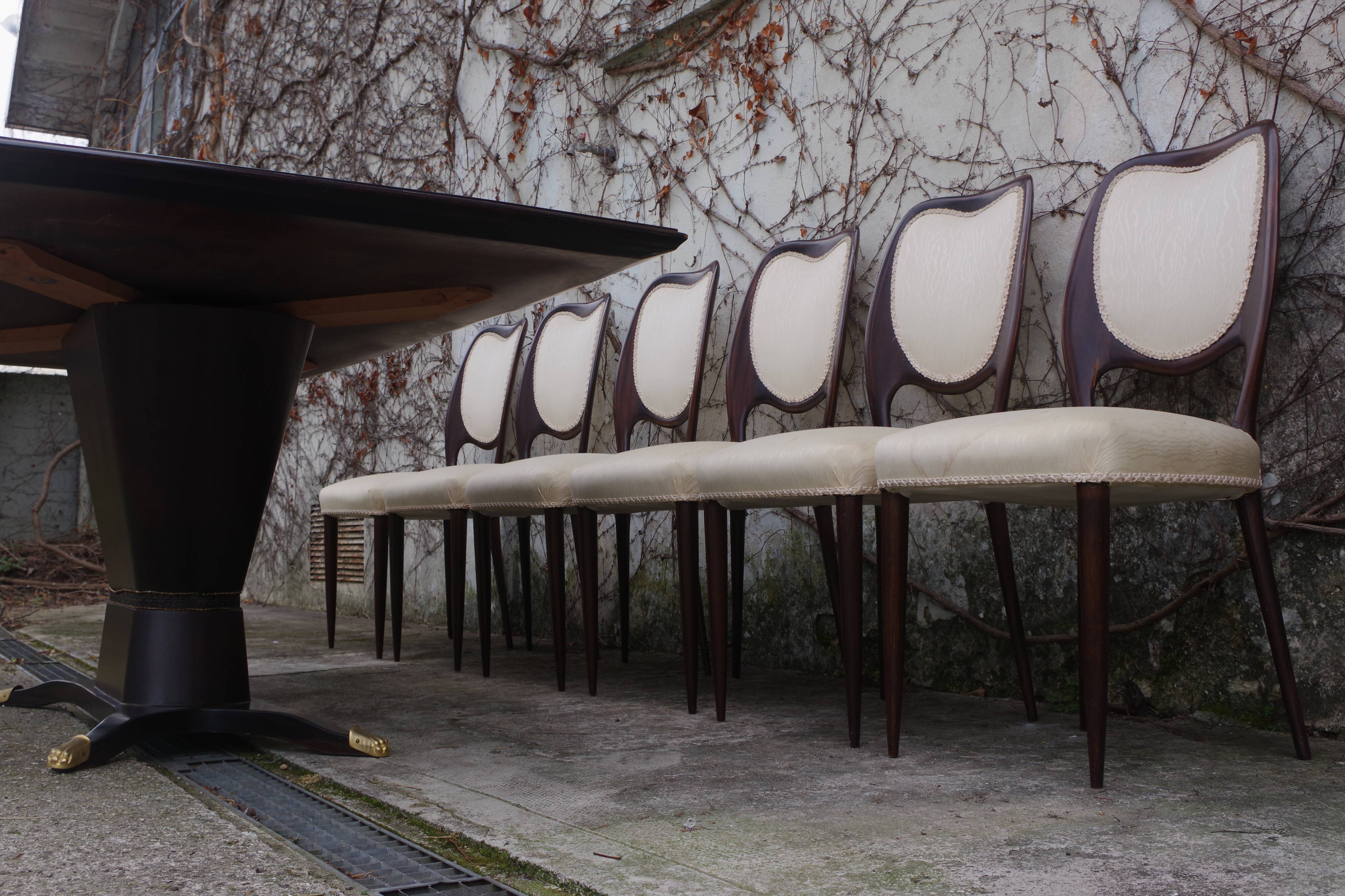 Dining Room Table and Mahogany Chairs by Fratelli Rigamonti, 1950s, Set of 7