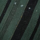 Turkish Green Black Striped Vintage Kilim Rug, 81x163Cm
