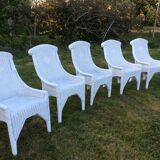 Set of vintage f rattan chairs