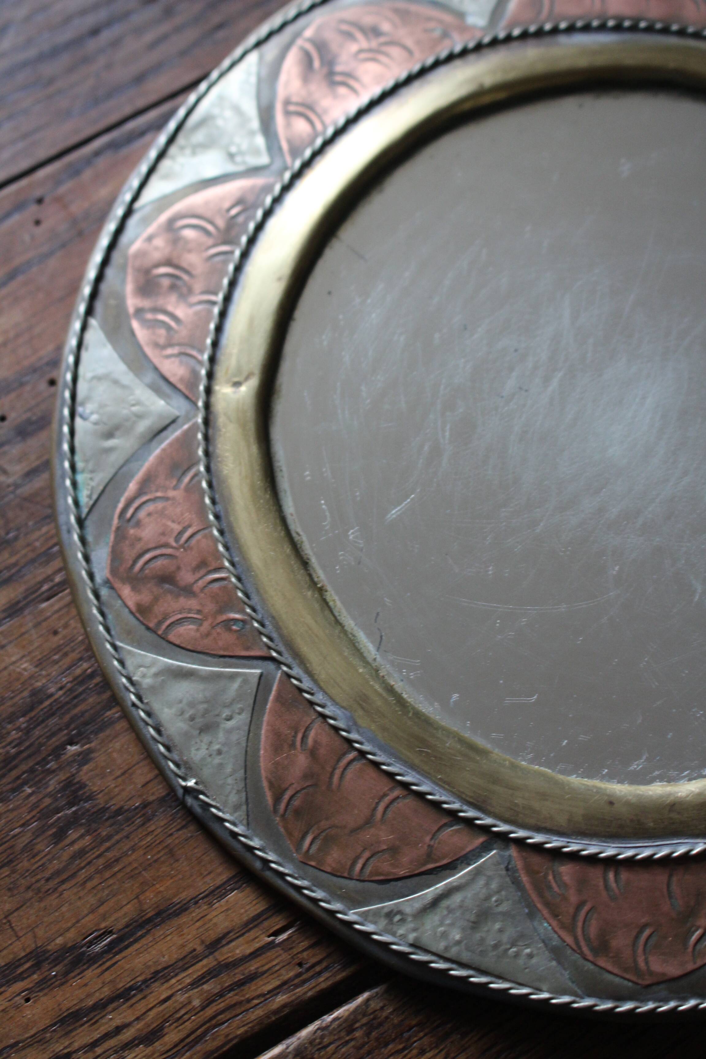 Round Mirror Flower Antique Brass