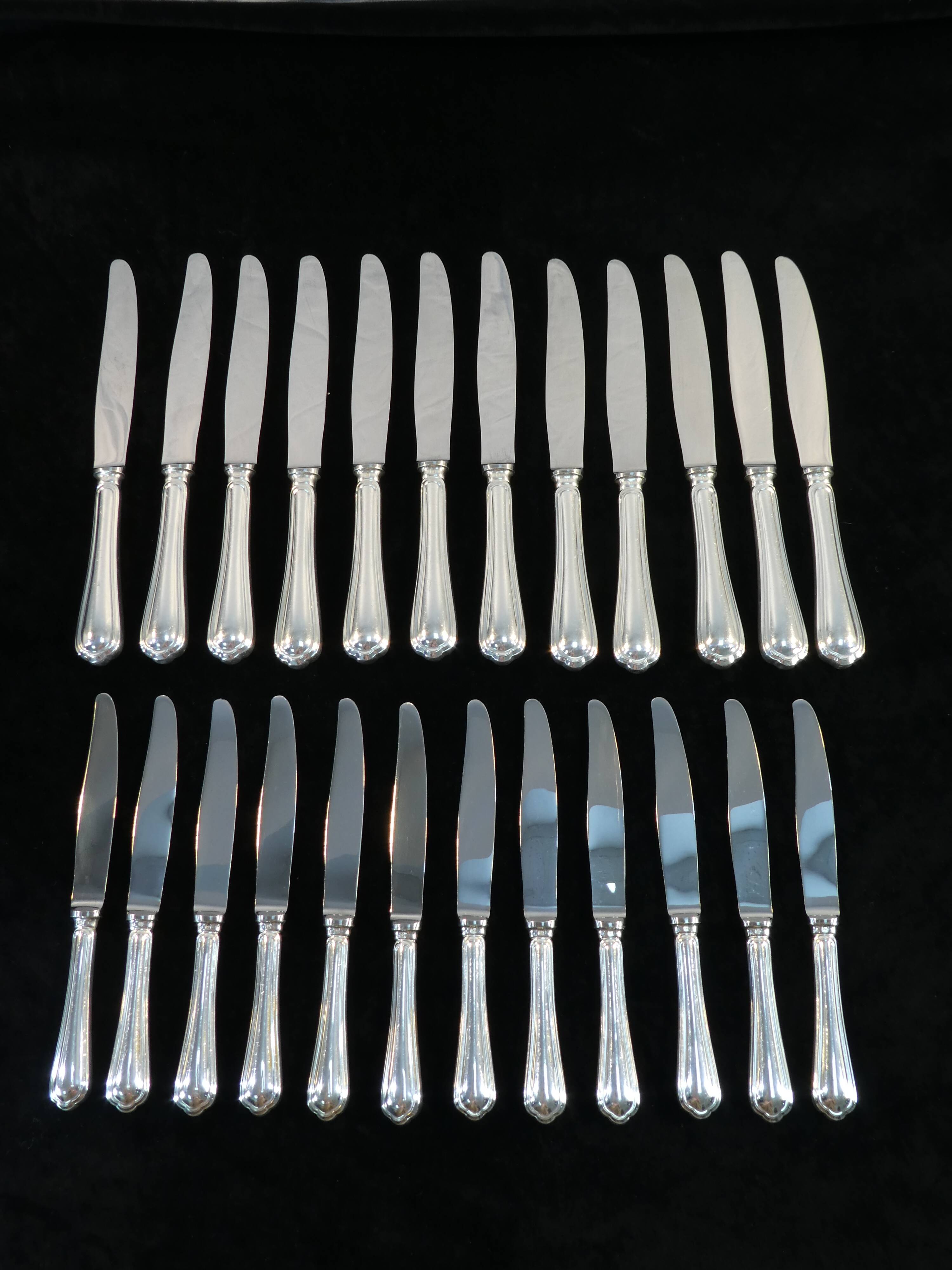 12 large knives and 12 knives with dessert christofle model spatours