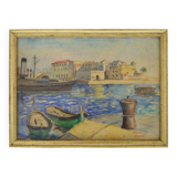 Aquarelle originale de Charles Bernard peintre Basque paysage marin, signée