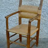 Brutalist straw armchair Folk art