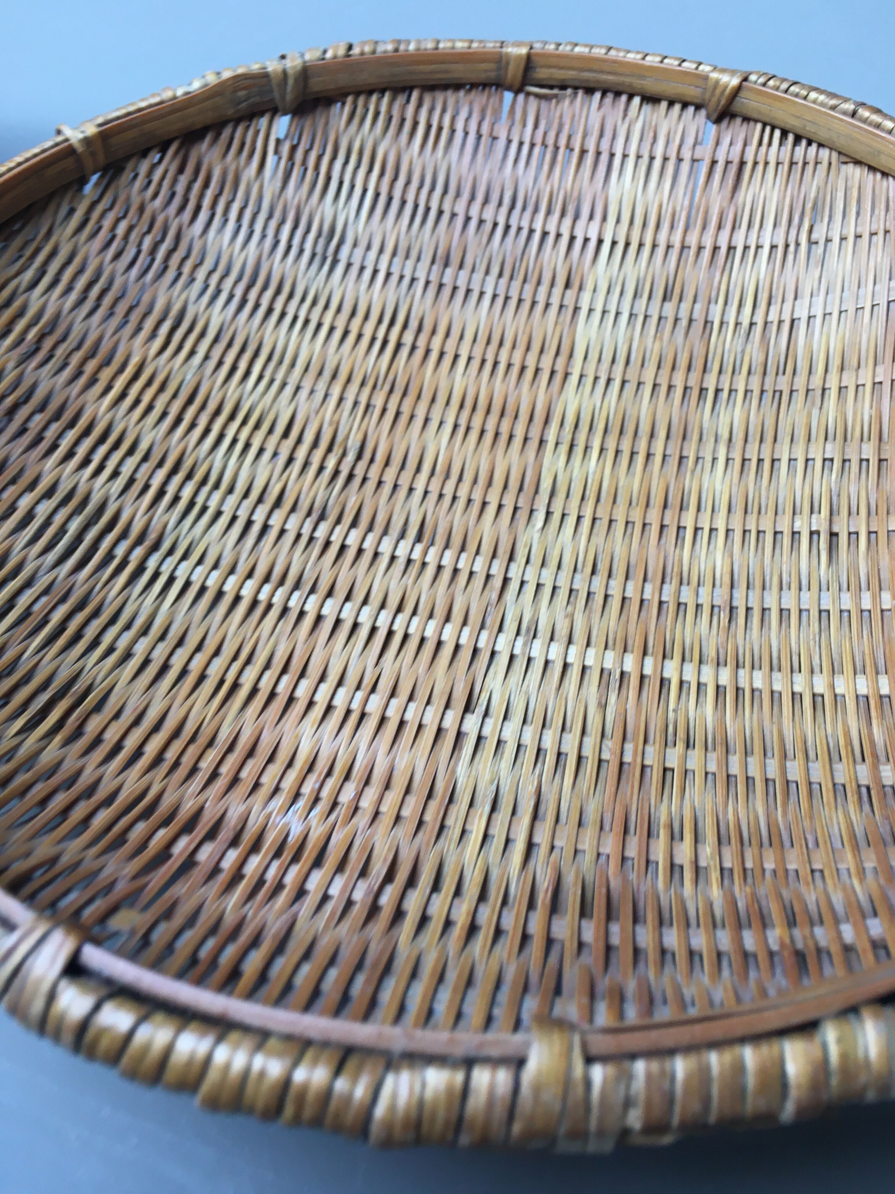 Set of 2 rattan and bamboo baskets