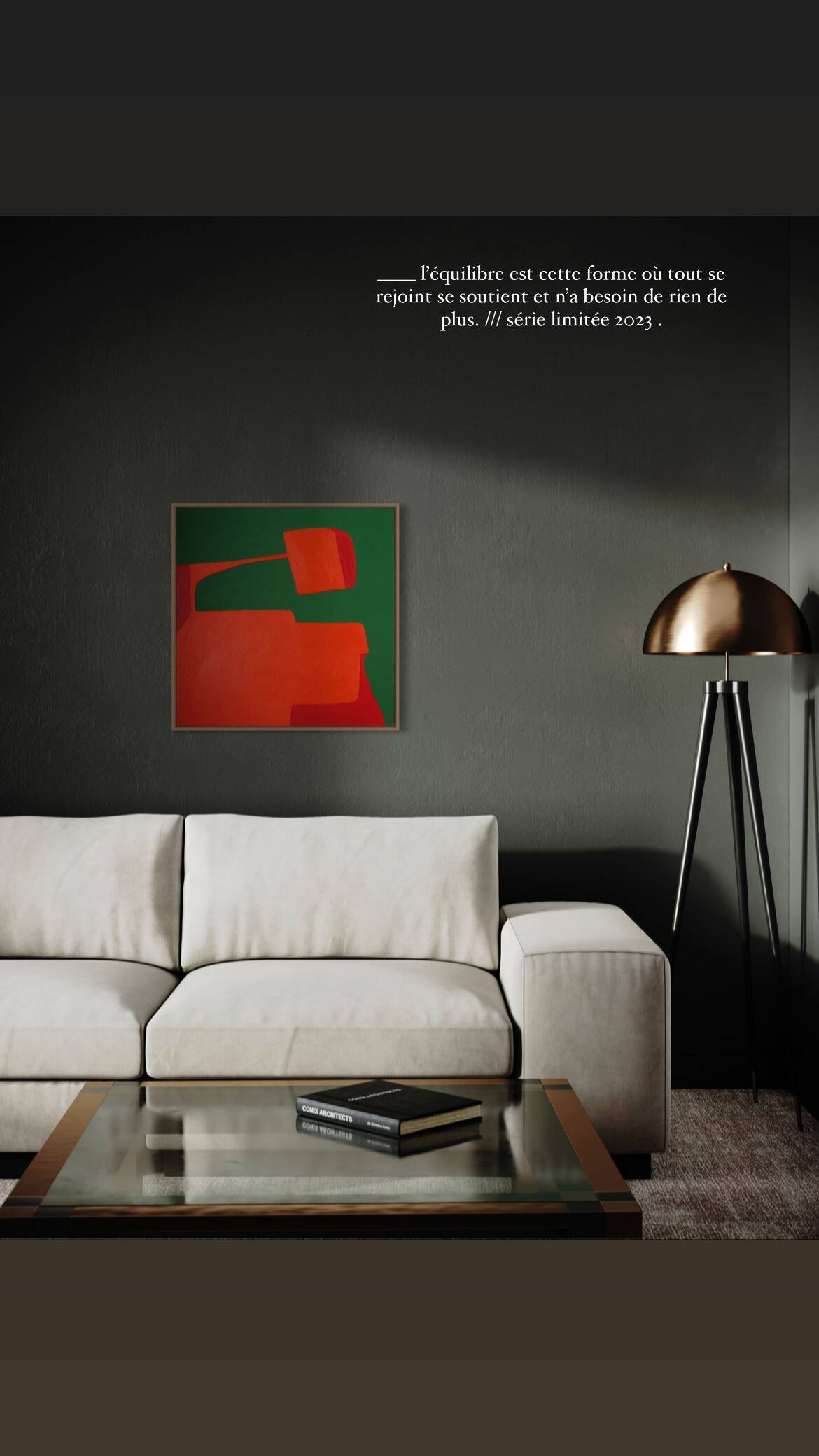 Peinture originale orange "équilibre" par Bodasca