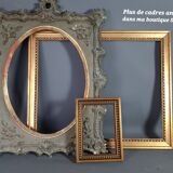 Oval mirror old carved wood gilded gold leaf louis XVI style large format 74x63 cm