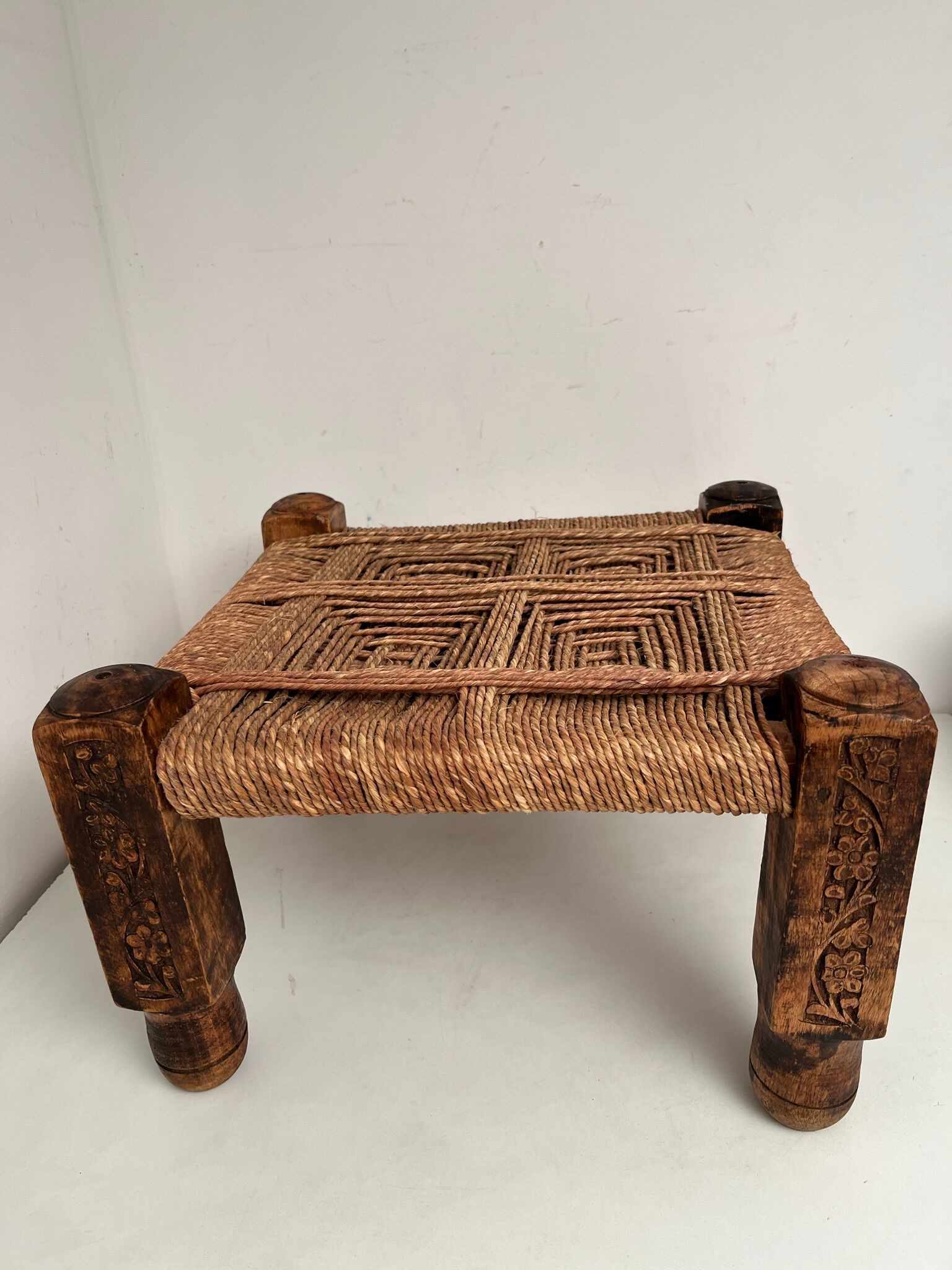 Woven wood stool 70s