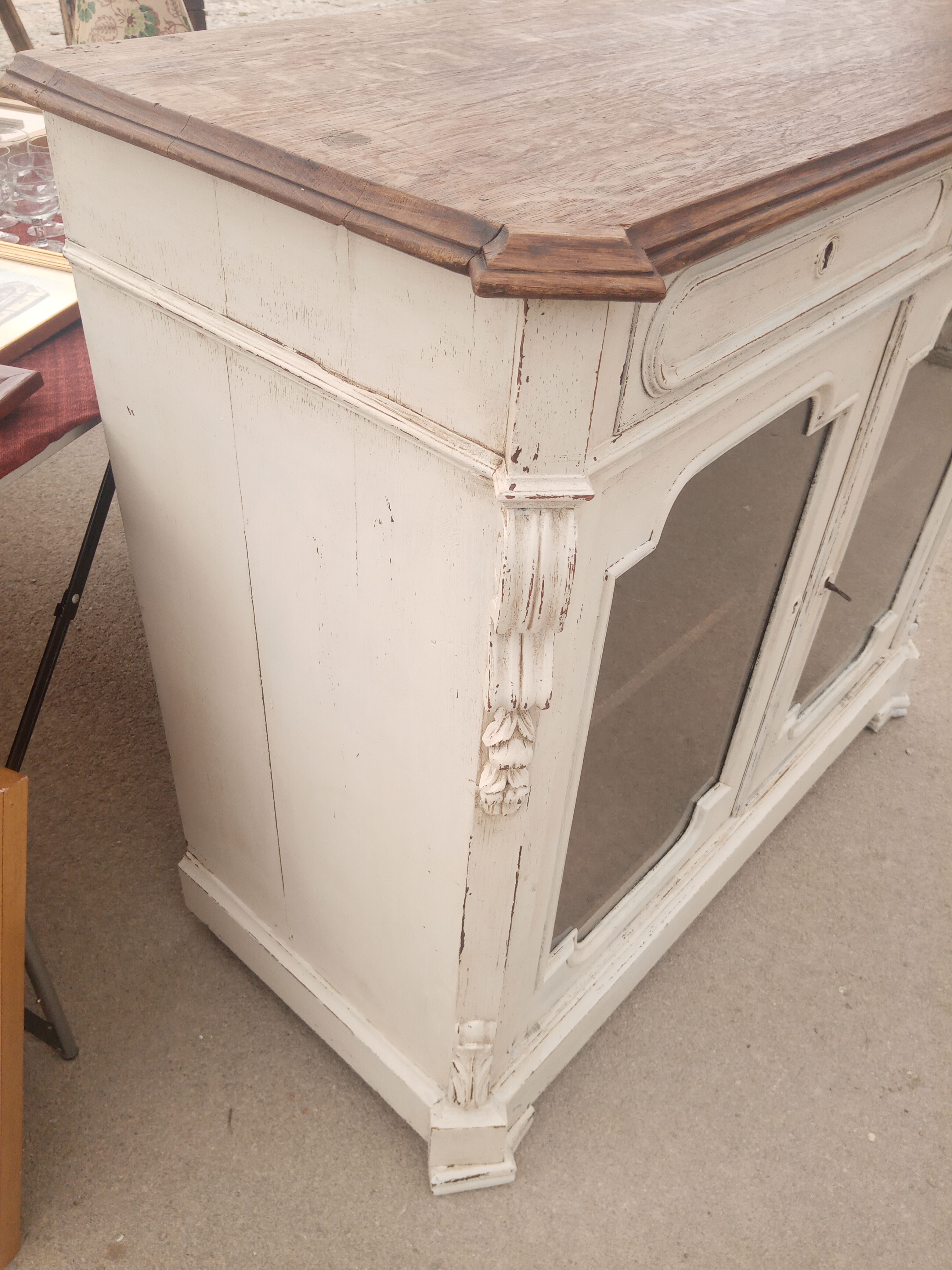 Old buffet 2 doors windows patina Shabby chic