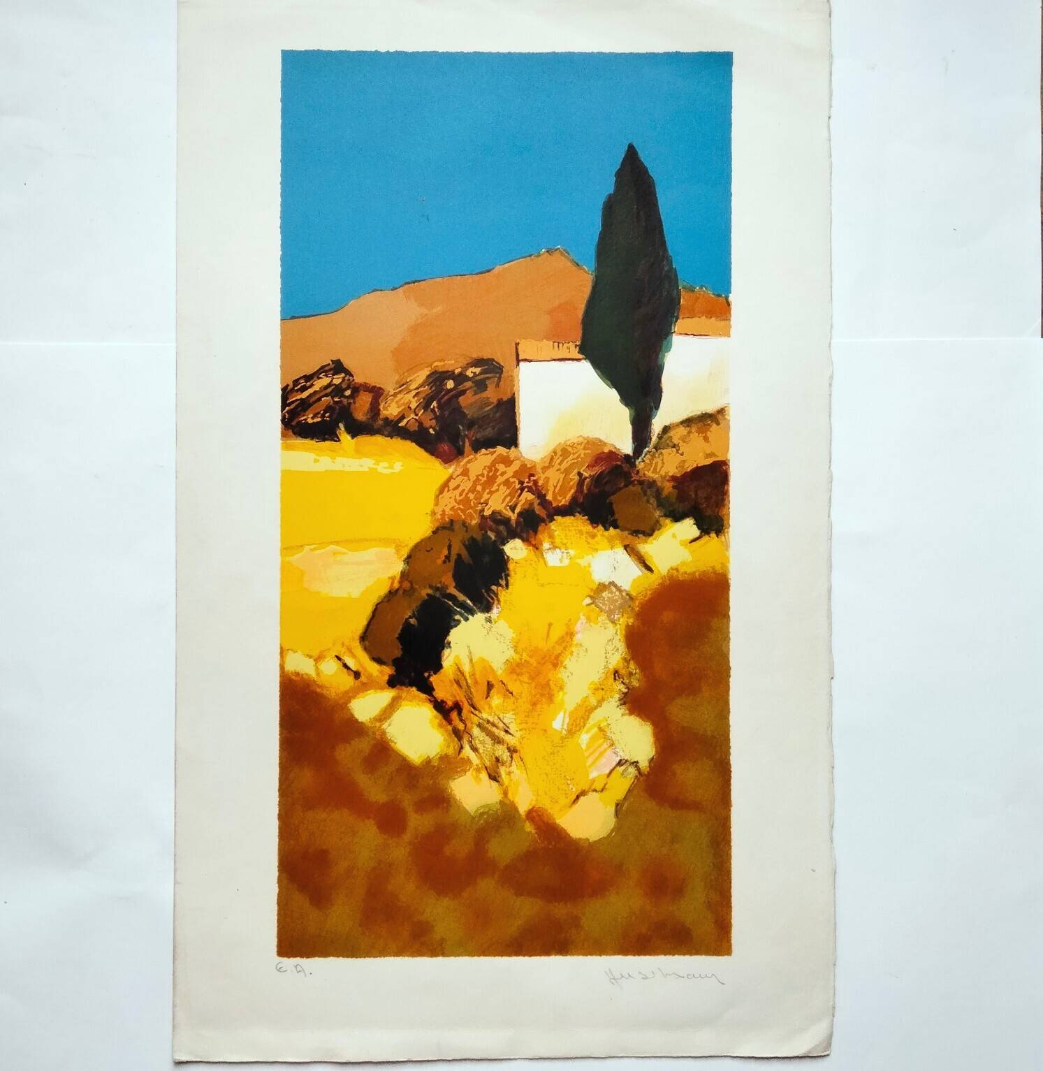 Jean-Claude Allenbach 1947-2007 The Cypresses Signed Lithograph