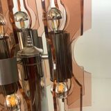 Lampe veca fontana arte verre fumé rose orange vintage 60.s rare