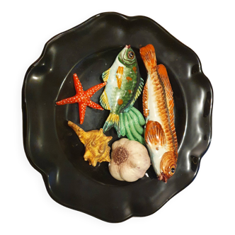 Vallauris trompe l'oeil shellfish wall plate