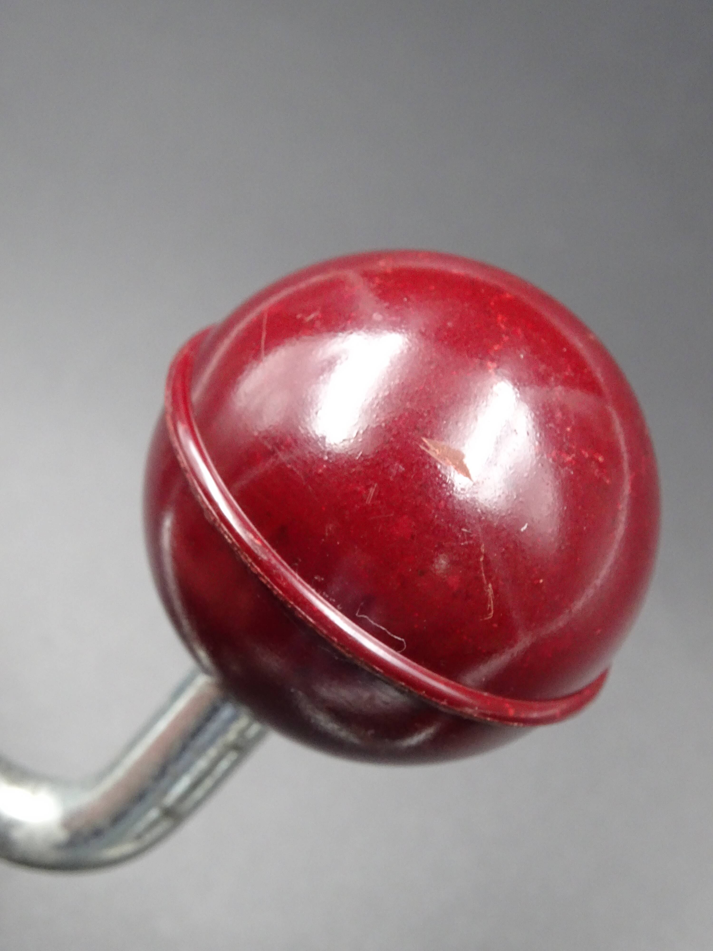 Two hooks in red bakelite and metal - around 1950