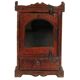 Indian red display cabinet, patinated bedside table and original teak wood part