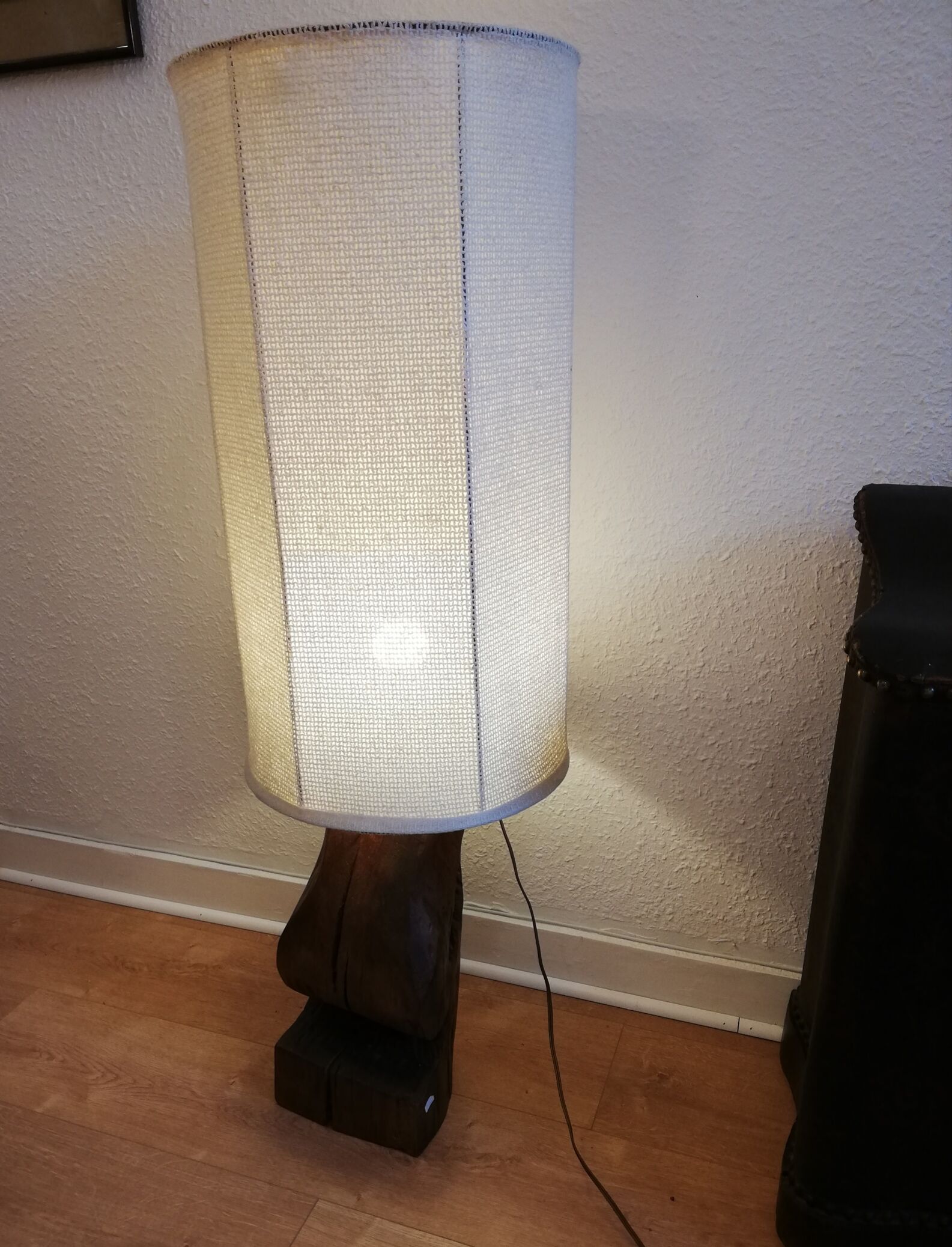 Solid wood floor lamp carved 50s