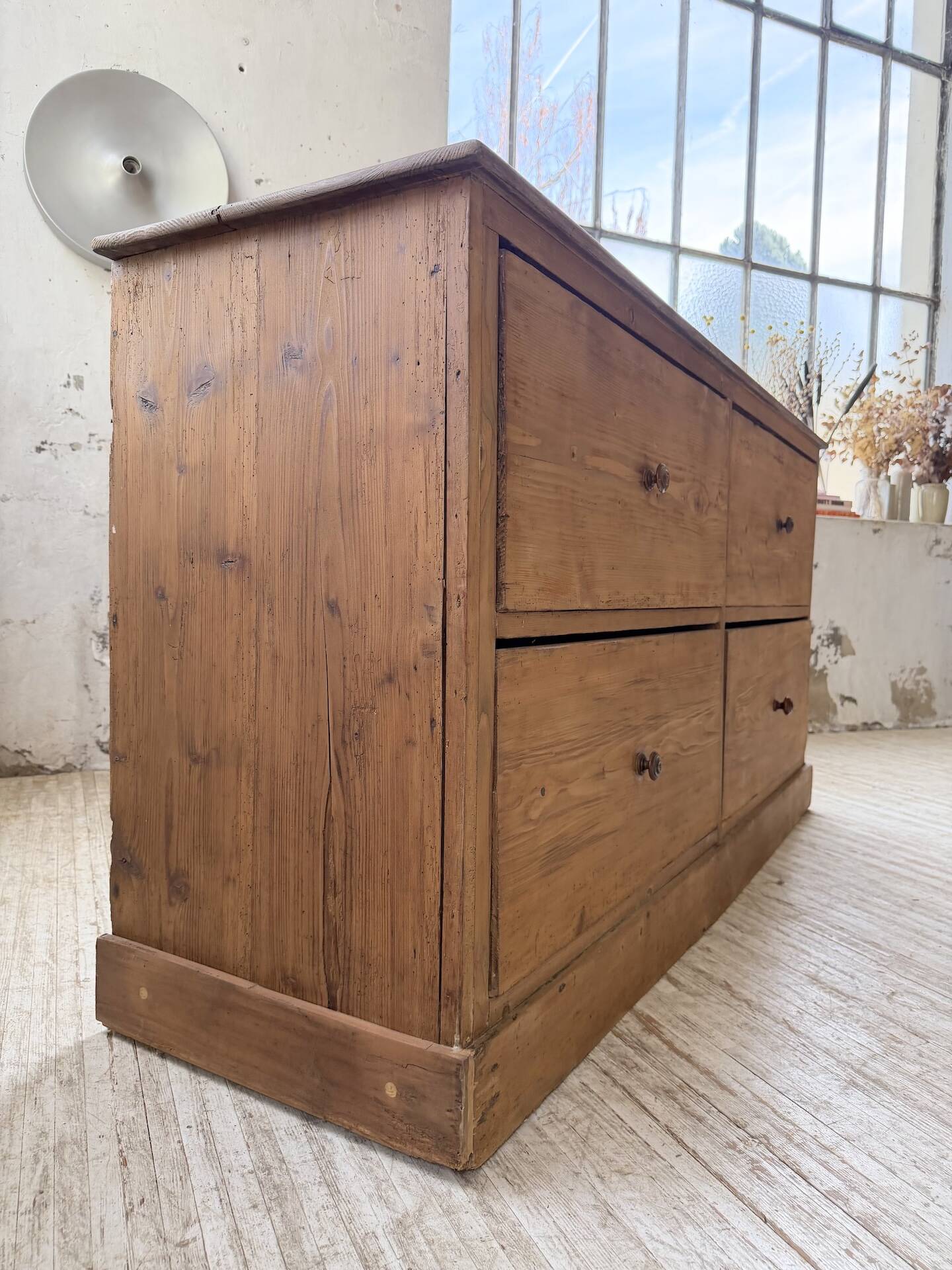 1950s pine workshop furniture 175cm