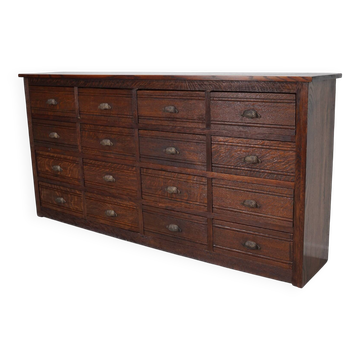 Armoire d'apothicaire en chêne restaurée, années 1920/1930