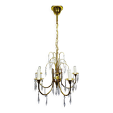 Lustre 5 lumières en laiton et cristal