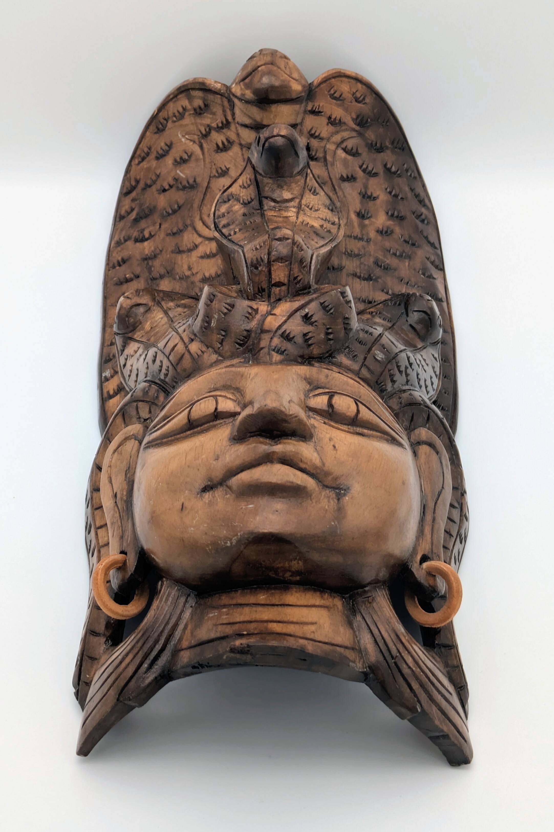 Sculptural Mask Wood - Face & Royal Cobra (Naga) - Tribal Art Indonesia