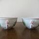 Kg luneville "street lamp" 2 breakfast cups for coffee or tea, earthenware, hand-painted flowers.