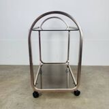 Kaymet dessert trolley in smoked glass and anodised aluminium, 1980s.