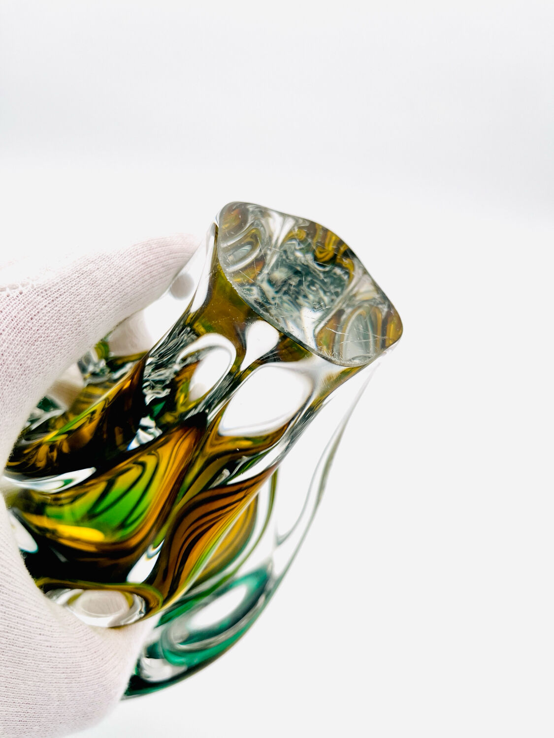 Vase Josef Hospodka - Sommerso - Amber & Emerald Green - Circa 1960