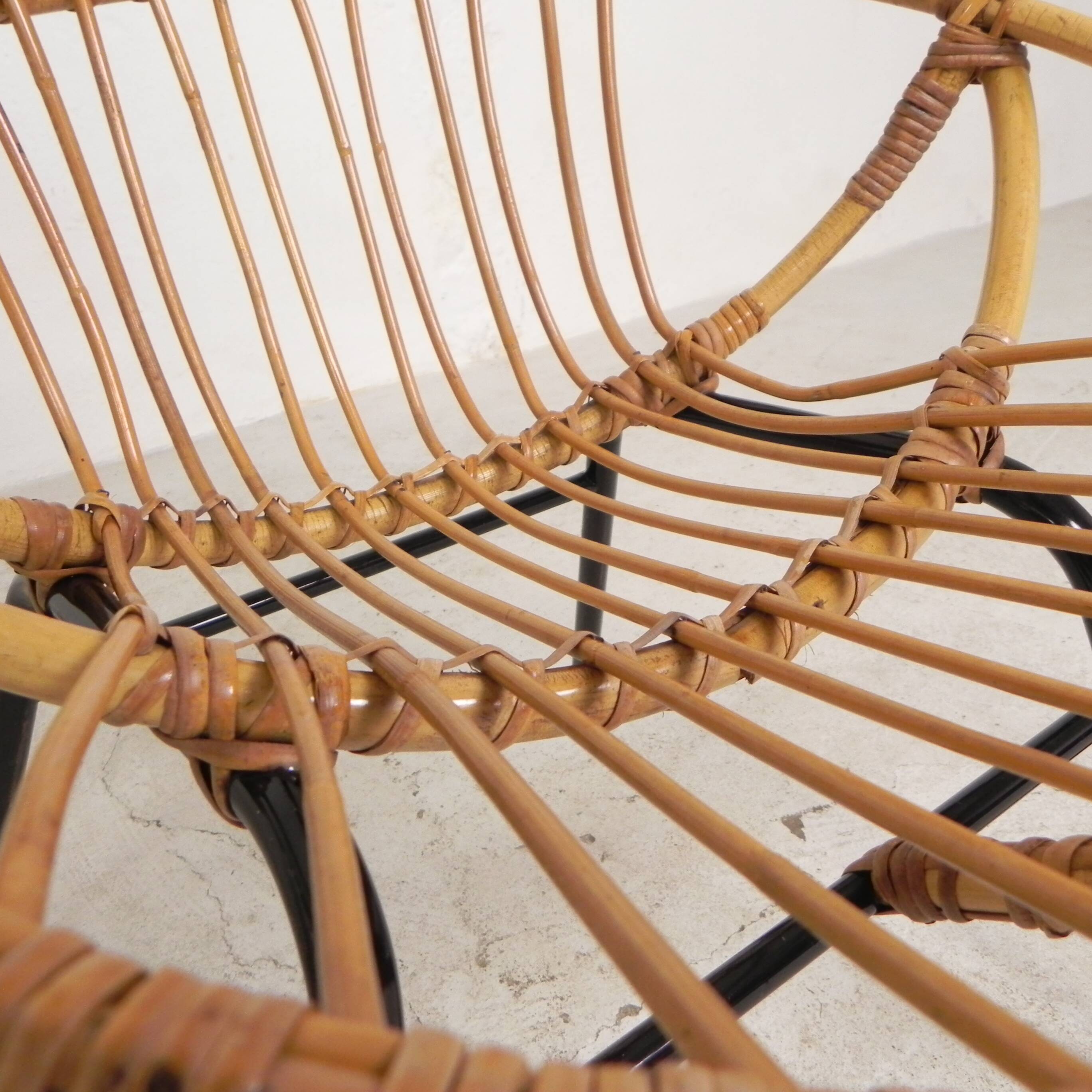 Set of 2 rattan, bamboo children's chairs Rohe Noordwolde 1950s