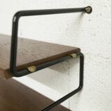 Zigzag string shelf 2 black ladders 2 teak shelves 1950 Width 47.5cm