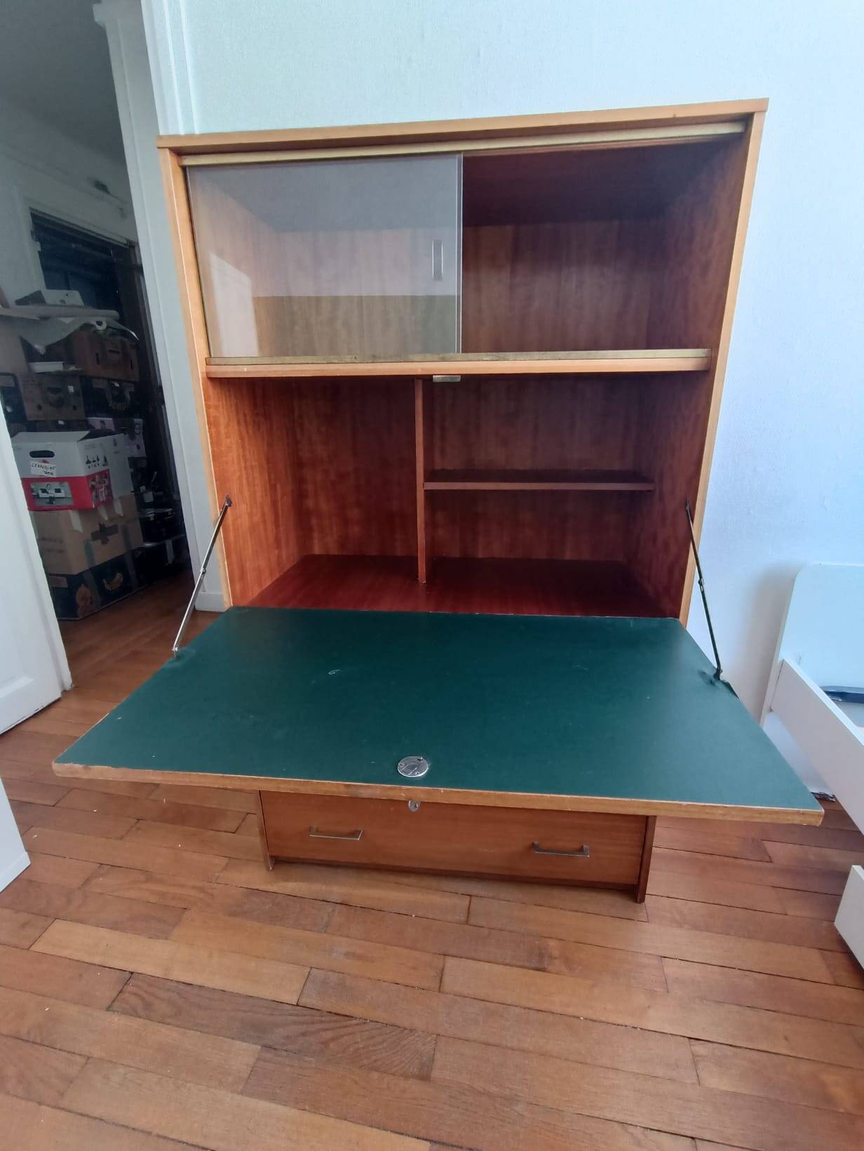 Brissac secretary in satin mahogany – French design from the 1960s.