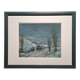 Impressionist painting - oil on panel signed - winter landscape - 20th century