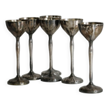 Set of 6 antique egg cups in patinated metal