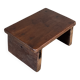 Petit tabouret d'appoint en teck upcyclé traces de chromie verte pied
