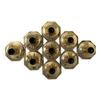 Set of 9 brass wall lights, Motoko Ishii for Staff Leuchten 1970
