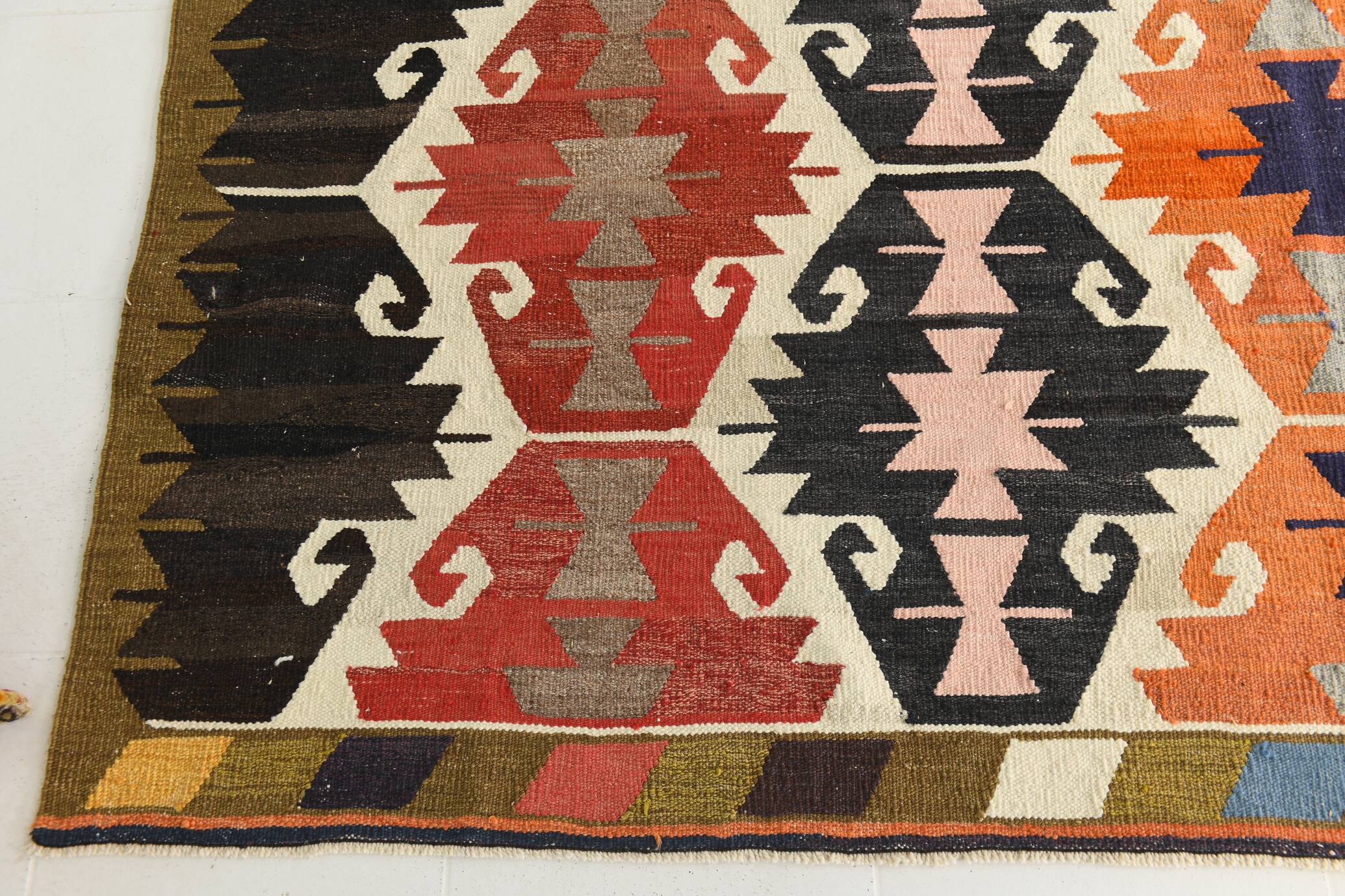 9x12 Geometric Style Turkish Vintage Kilim Rug, 264x383Cm