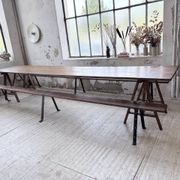 XXL trestle farm table 4m and its benches