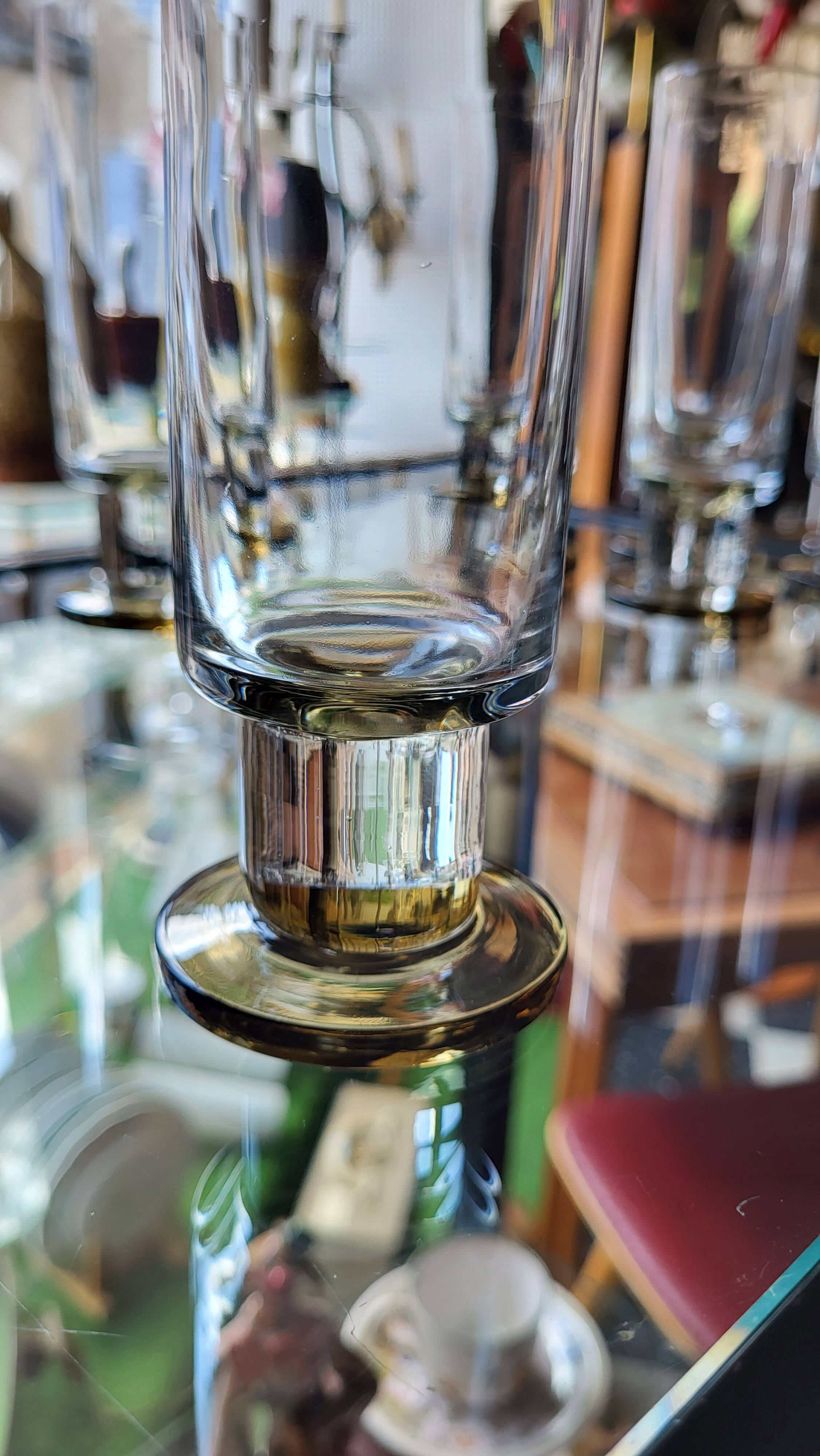 Set of 6 smoked champagne flutes Vintage 1970