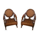 Colonial-style teak chairs