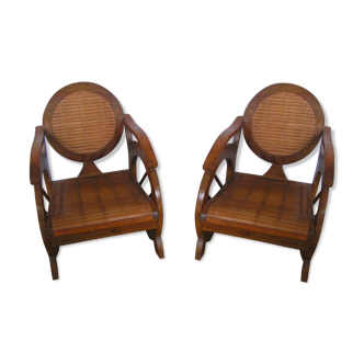 Colonial-style teak chairs