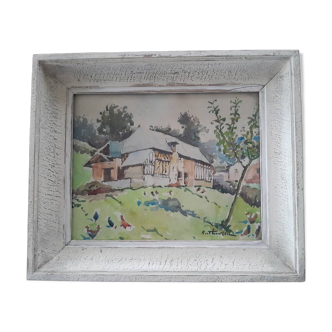 Watercolor of a Norman house