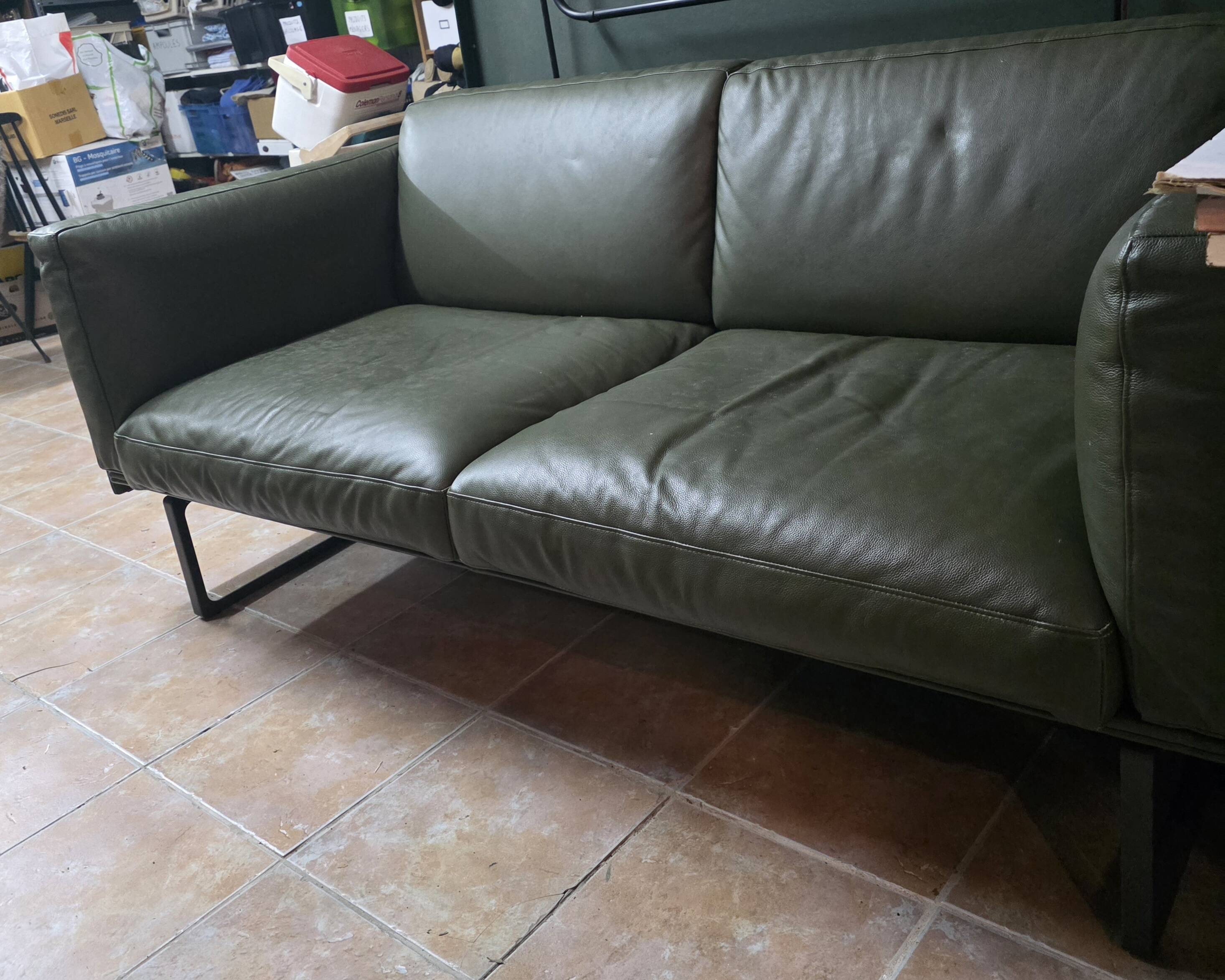 Canapé 8 Cassina 2-seater green leather