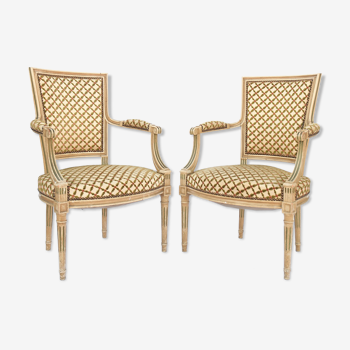 Pair of Louis XVI style convertible armchairs