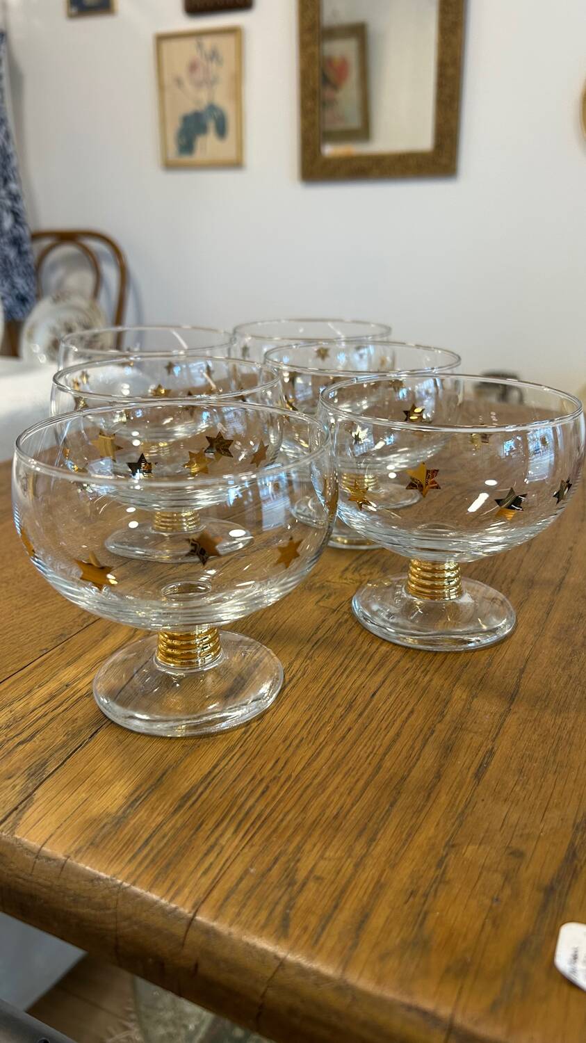 6 gold star ice cream cups 1950/60