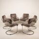 Guido Faleschini Italian Astro Chrome and Taupe Suede Armchairs for i4 Mariani
