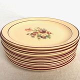 Set of 12 flat plates of Salins earthenware