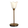 Lampe de talbe à poser avec une tulipe en verre dépoli vintage et un pied doré