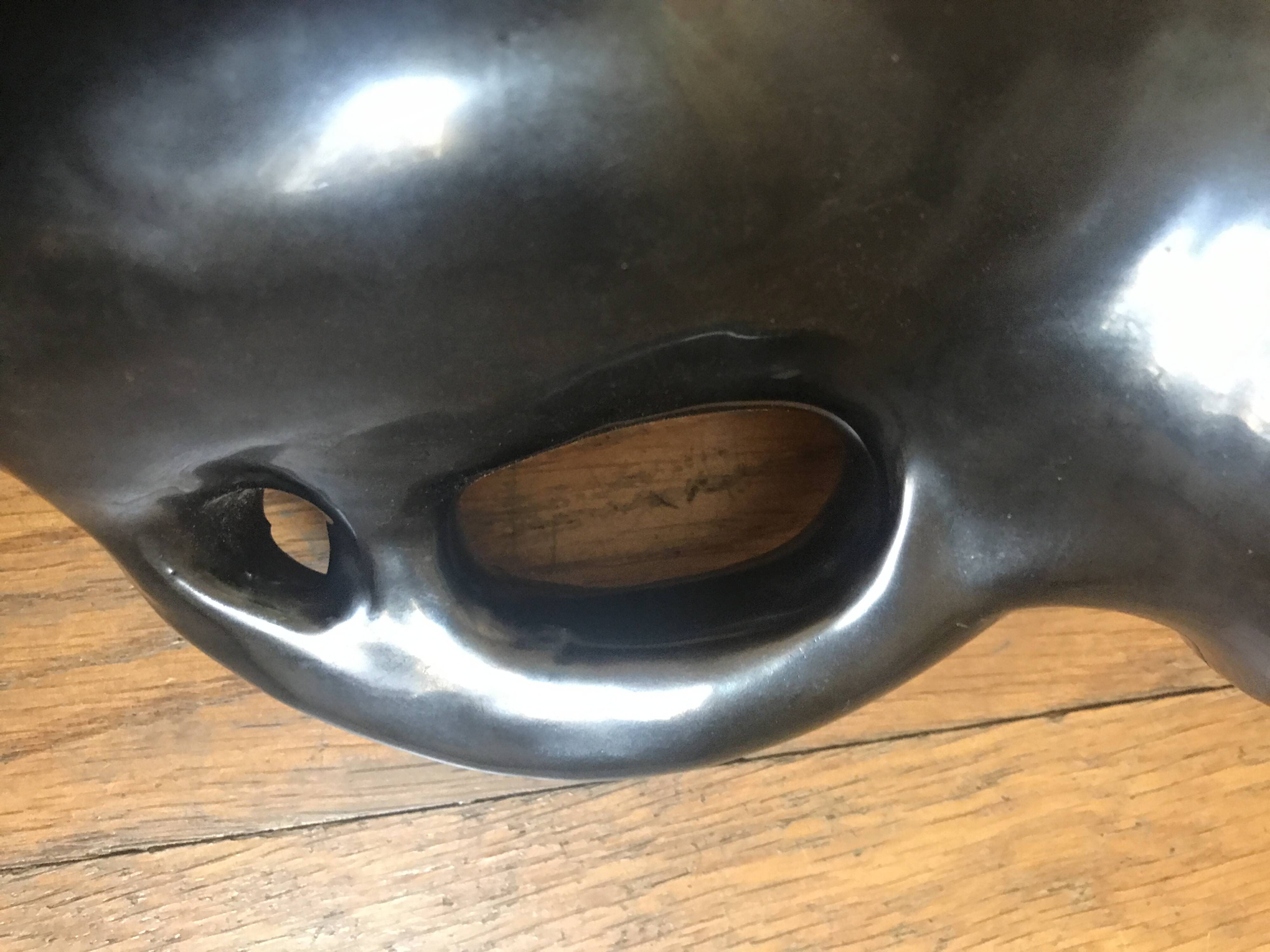 Matte black Vallauris ceramic pitcher