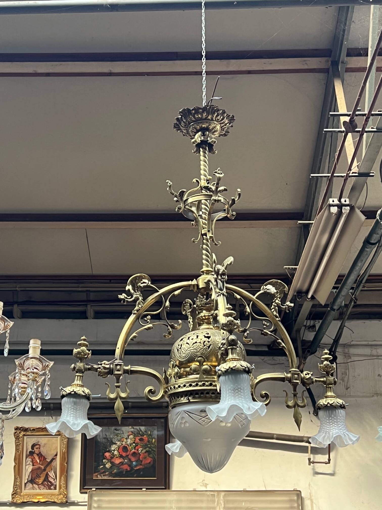 Grand antique chandelier in Gothic style.